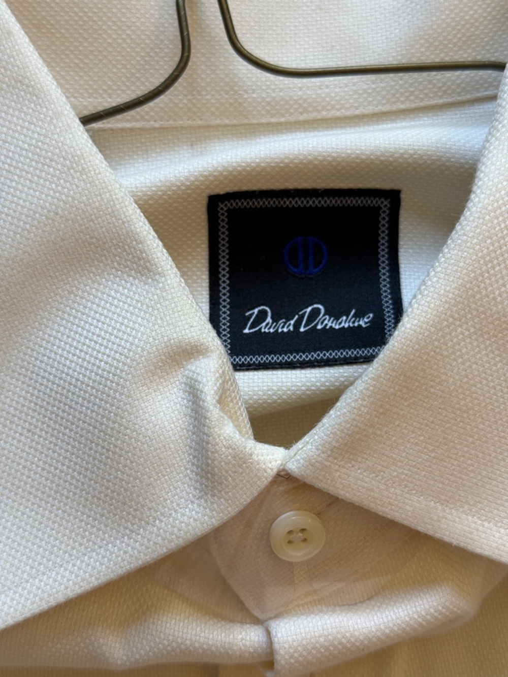 David Donahue Men's Ivory Textured Dress Shirt